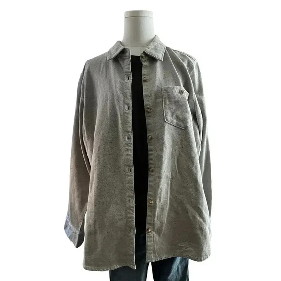 NorthFace Women XL Shirt Grey Black Specks Cotton Outdoor Hiking Trail Active - Picture 3 of 14